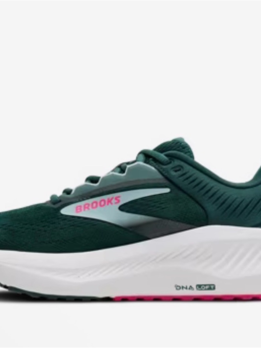 Brooks Dark Teal Running Shoe with Pink Logo